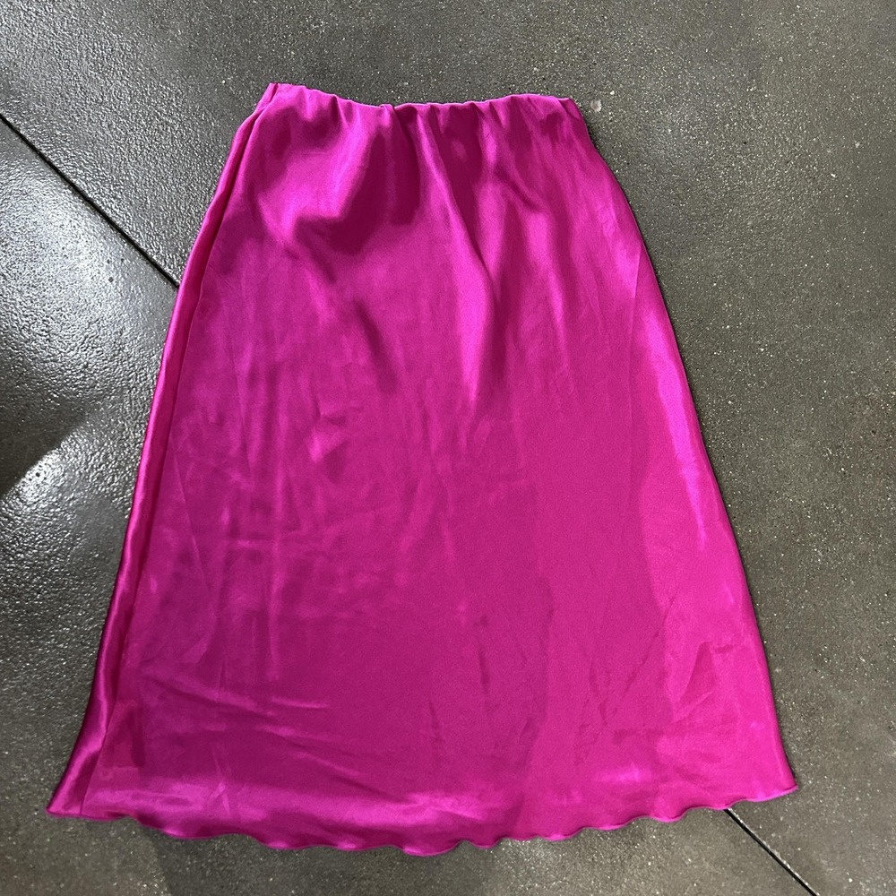 Nicole Miller New York Skirt Womens XS Pink‎ Satin Pencil Midi Made USA